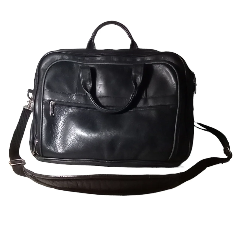 Vintage Wilson Leather Unisex Briefcase Laptop Bag Travel Work Shoulder Strap